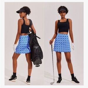 16” Women Skort Built In Shorts Athletic Tennis Golf Pockets Blue Medallion